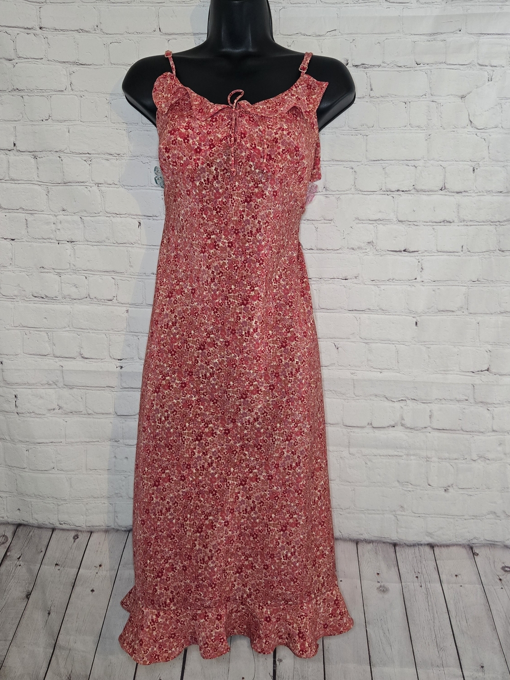 Vtg 90s Babydoll Micro Floral Midi Dress Sz L Fem Coquette Milkmaid Fairy